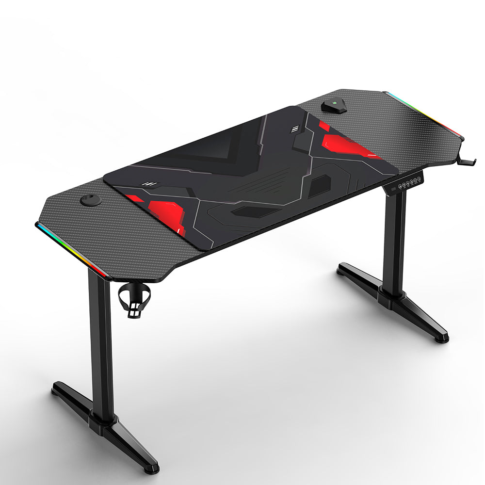 COOLBABY 47 Inch Electric Standing Desk,RGB Lights Gaming Computer Desk,Gamer Desk Workstation with Free Mouse Pad(60 * 56cm),Black - COOLBABY