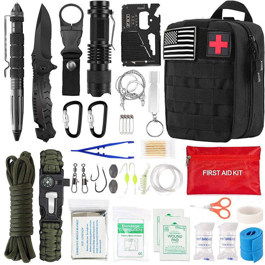 COOLBABY Outdoor Gear Camping Survival Kit,Professional Emergency Kits Survival Gear and Equipment with Bag,for Men Camping Outdoor Adventures,Gift for Men - COOL BABY