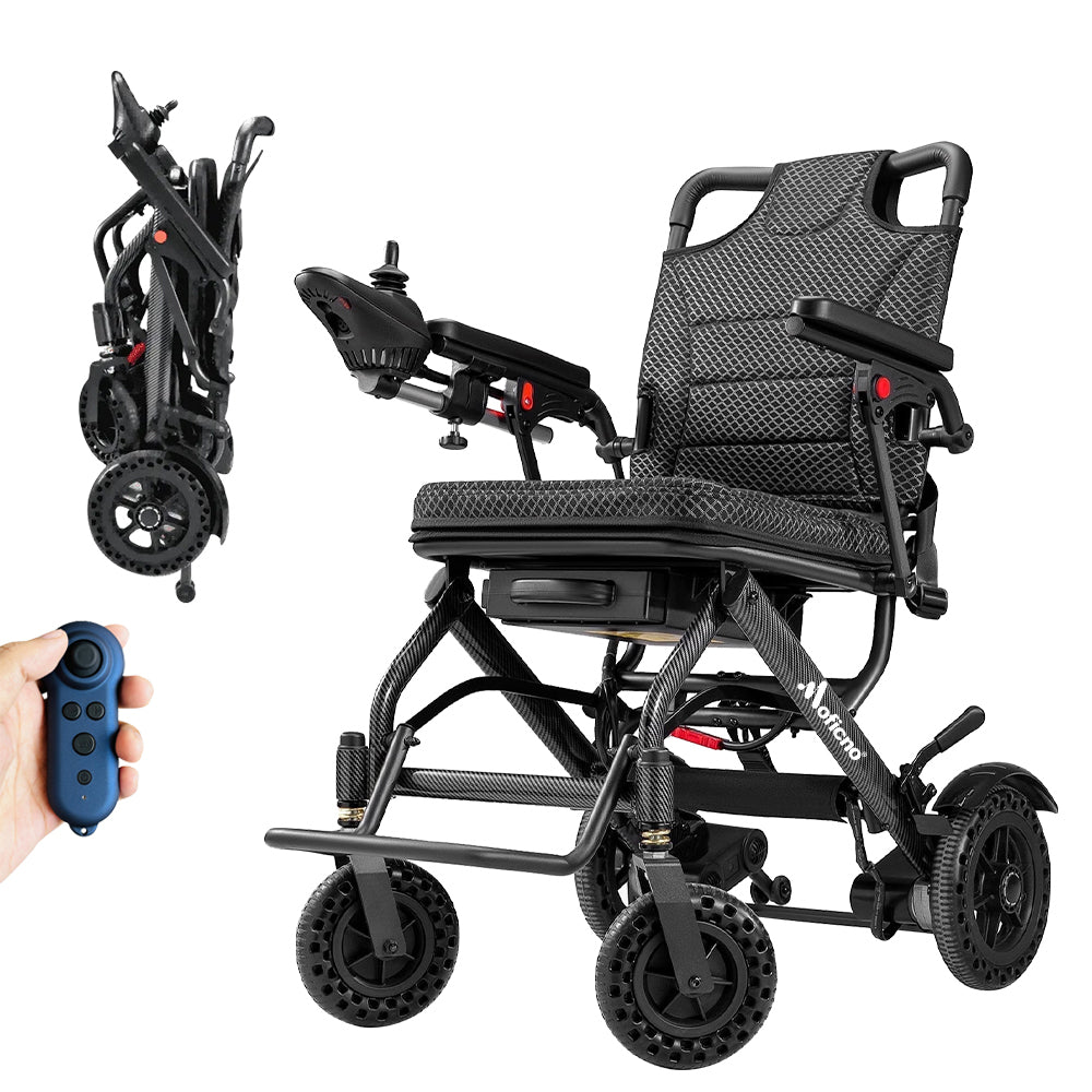 Lightweight Folding Electric Wheelchair, Only 34lbs, Foldable Power Wheelchair for Adults, Dual Motors, Motorized Mobility Scooters for Seniors, All Terrain, Travel Size, Airline Approved - COOLBABY