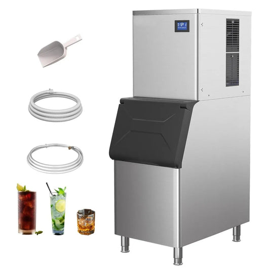 Commercial Ice Maker Machine,1102lbs(500kg)/24 h,440lbs (200kg)Storage Bin,Automatic Cleaning,Blue Ray,Perfect for Bar/Cafe/Restaurant - COOLBABY