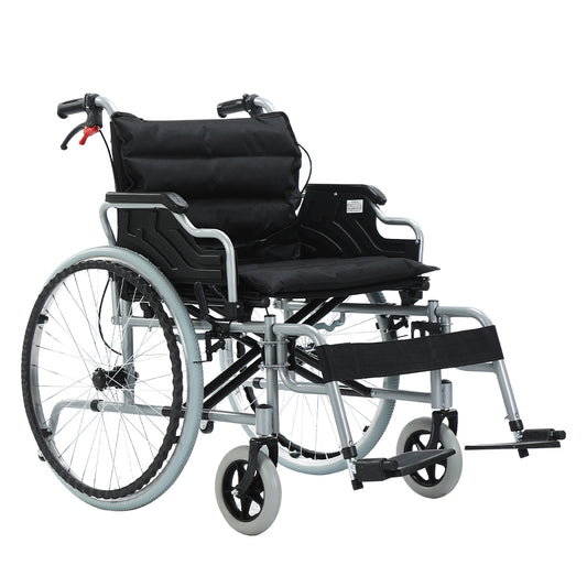 COOLBABY 56CM Wide Foldable Lightweight Wheelchair for Adult 300lbs Heavy-Duty Folding Transport Self-Propelled Wheel Chair with 24-Inch Seat - COOLBABY