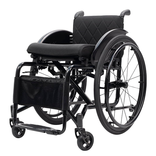 Lightweight Wheelchair Adult Wheelchair Sports Wheelchair All Terrain Aluminium Wheelchair Adjustable footrest, Foldable Suitable for Adults, Seniors(Seat Width 44cm) - COOLBABY