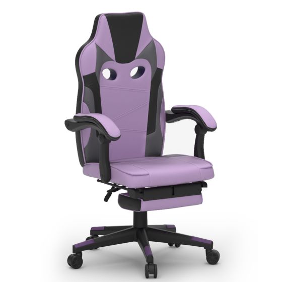 High Back Black & Violet Video Gaming Chair with PU Leatherette - COOLBABY