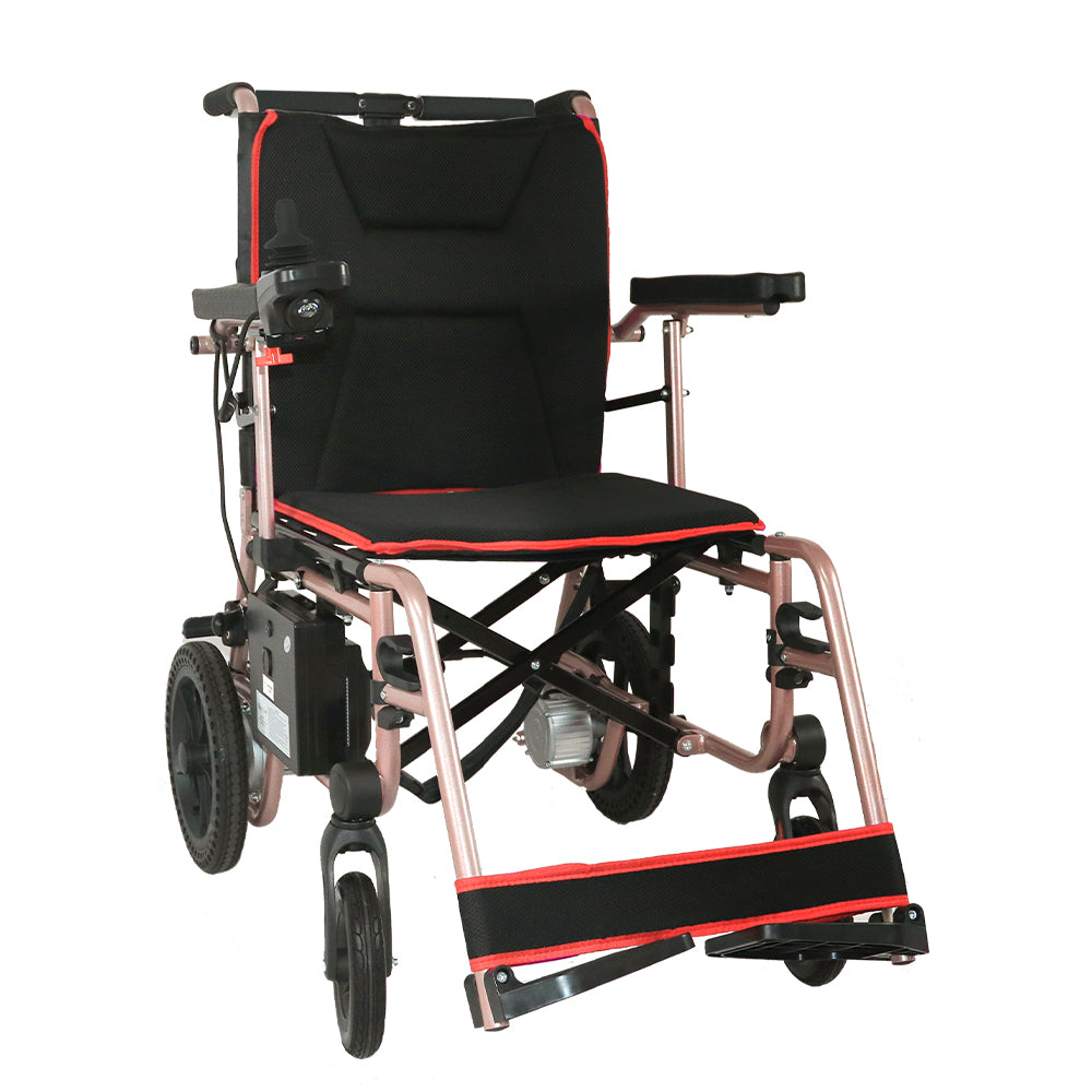 Pink electric chair for the elderly long endurance folding portable electric four-wheel scooter - COOLBABY