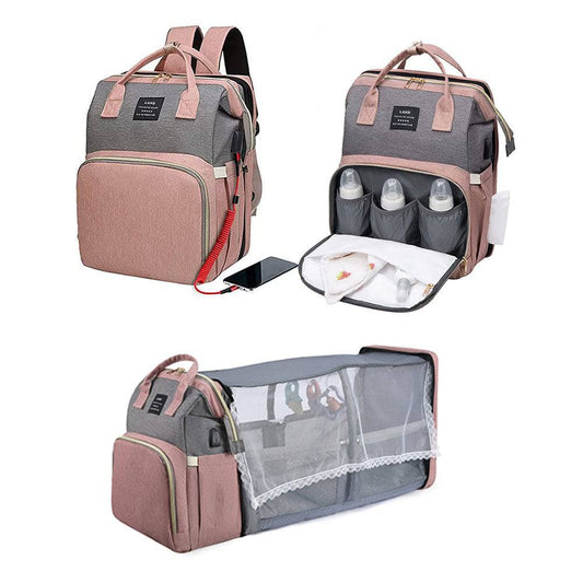 COOLBABY Diaper Bag Backpack,7 in 1 Travel Diaper Bag,Mommy Bag With USB Charging Port - COOL BABY