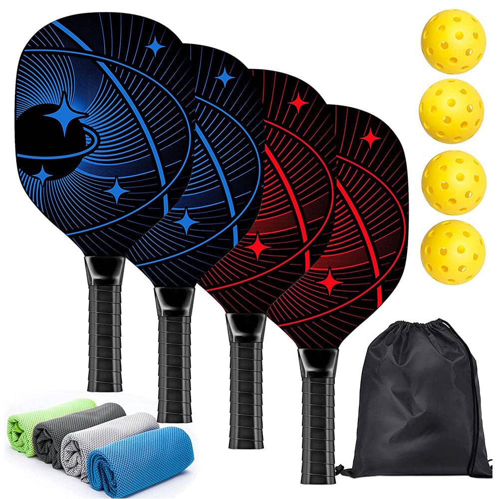 COOLBABY LZM-QP01 Pickleball Paddles,Pickleball Set of 4 Premium Wood Pickleball Paddles,Pickleball Rackets with Ergonomic Cushion Grip - COOL BABY