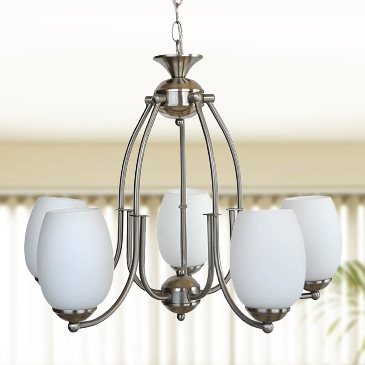 Up light Chandelier 5 Arms - Satin Nickle - COOLBABY