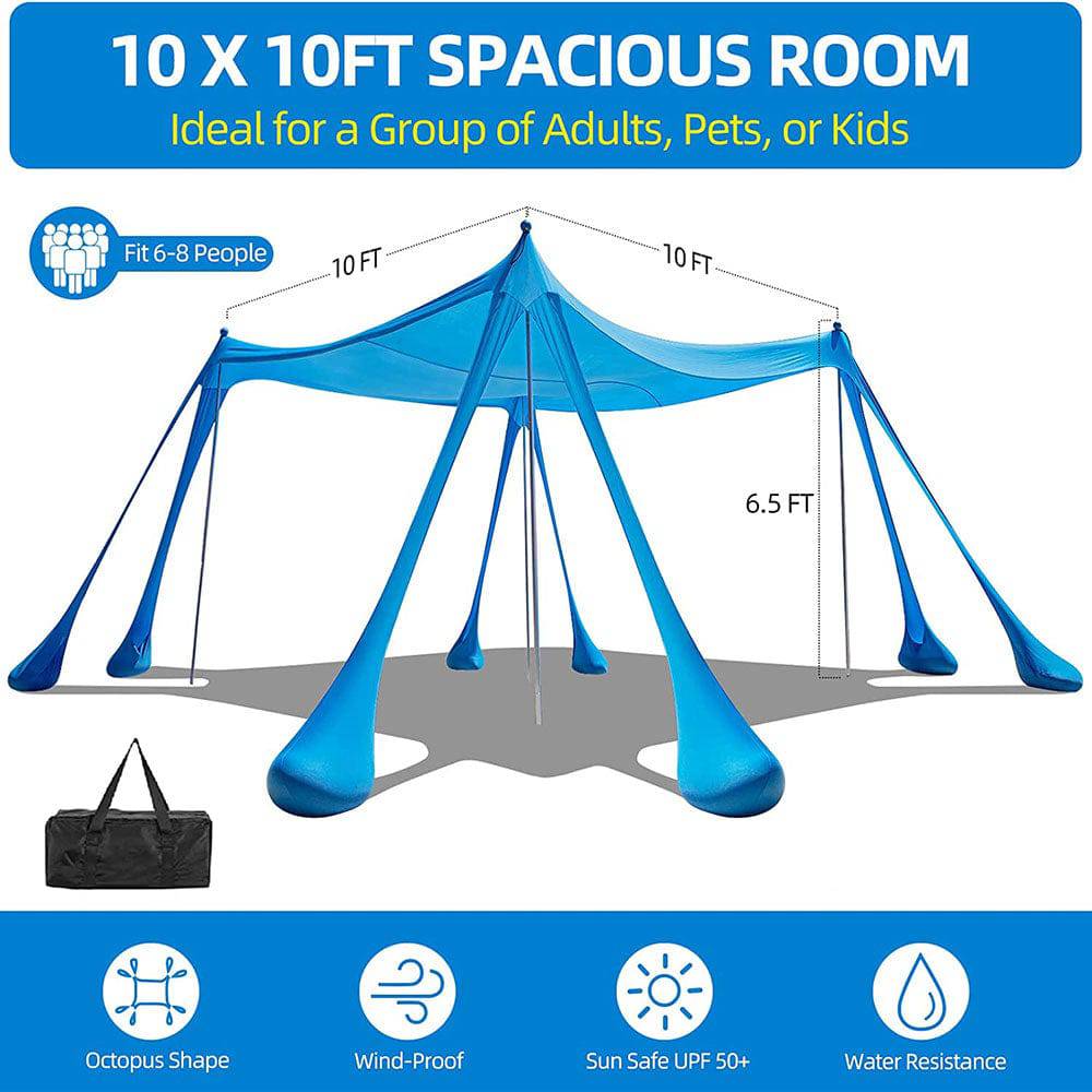 COOLBABY LZM-TM Beach Tent Shading Shed, UPF50+ Anti -ultraviolet Rays, (about 3 × 3 meters) Beaches Sunshade - COOL BABY
