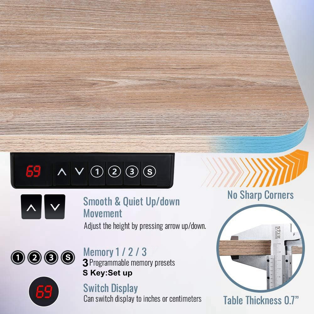 COOLBABY 55×27.5 Inch Electric Height Adjustable Standing Desk,Office Desk for Standing or Sitting,Splice Board Home Office Computer Standing Table - COOLBABY