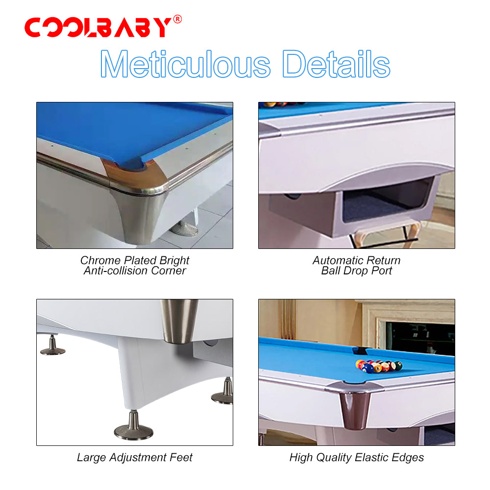 COOLBABY Indoor Luxury Pool Billiards Table 9ft Slate Club Pool Tables Professional Snooker & Billiard Table for Club Use - COOLBABY