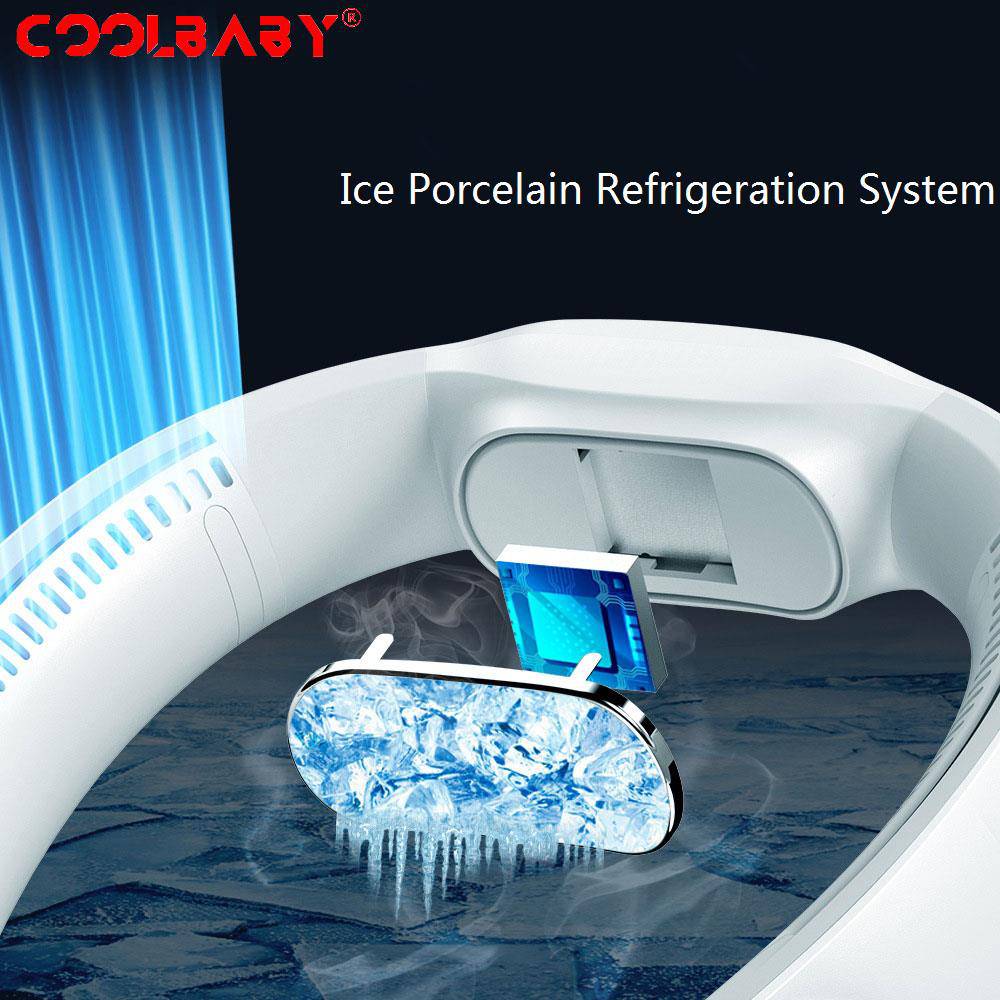 COOLBABY Refrigeration Neck Fan,Student Outdoor Portable Fan,Bladeless Turbine Air Conditioning Fan - COOL BABY