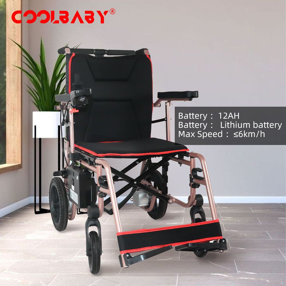 Pink electric chair for the elderly long endurance folding portable electric four-wheel scooter - COOLBABY
