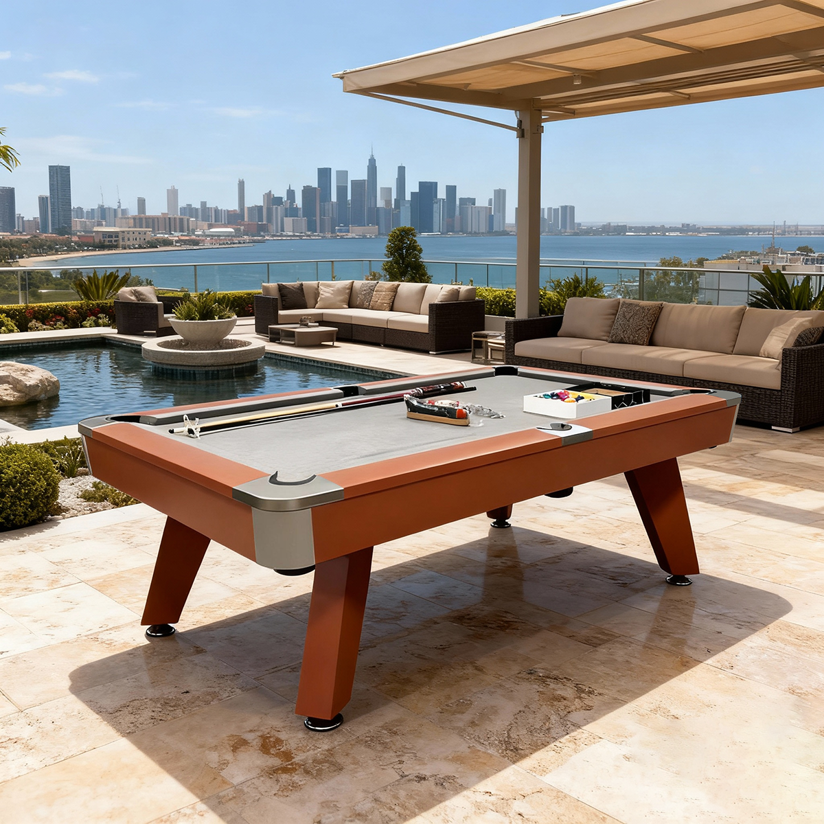 Waterproof Stone Slate Professional Pool Table Billiard Tables 7 Ft Classic Design Perfect for Family, Home, Dining, or Living Room
