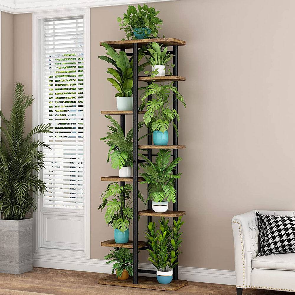 COOLBABY Plant Stand 8 Tier 9 Potted Indoor Flower Pot Organizer Plant Storage Display Shelf Corner Living Room Balcony - COOL BABY