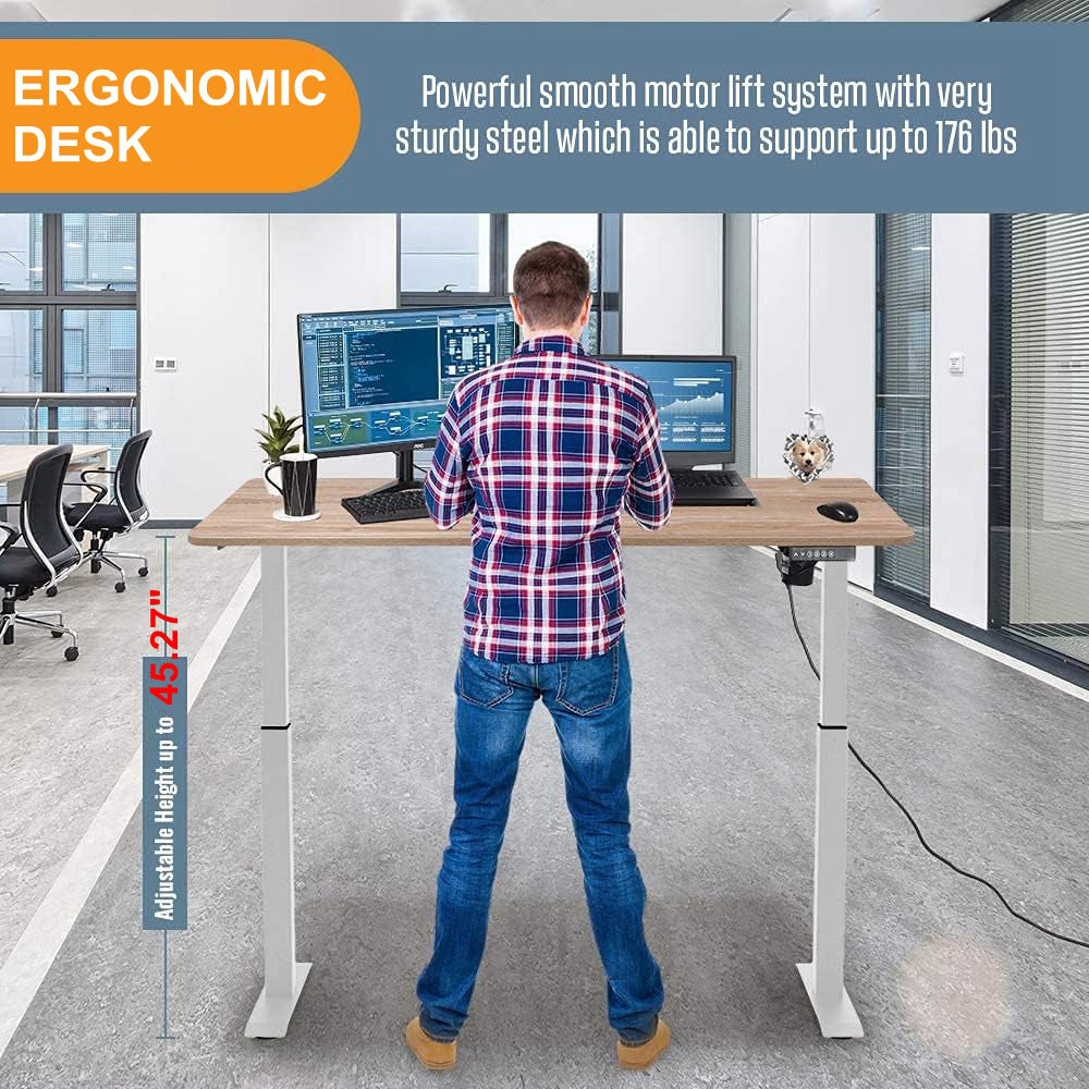 COOLBABY 55×27.5 Inch Electric Height Adjustable Standing Desk,Office Desk for Standing or Sitting,Splice Board Home Office Computer Standing Table - COOLBABY