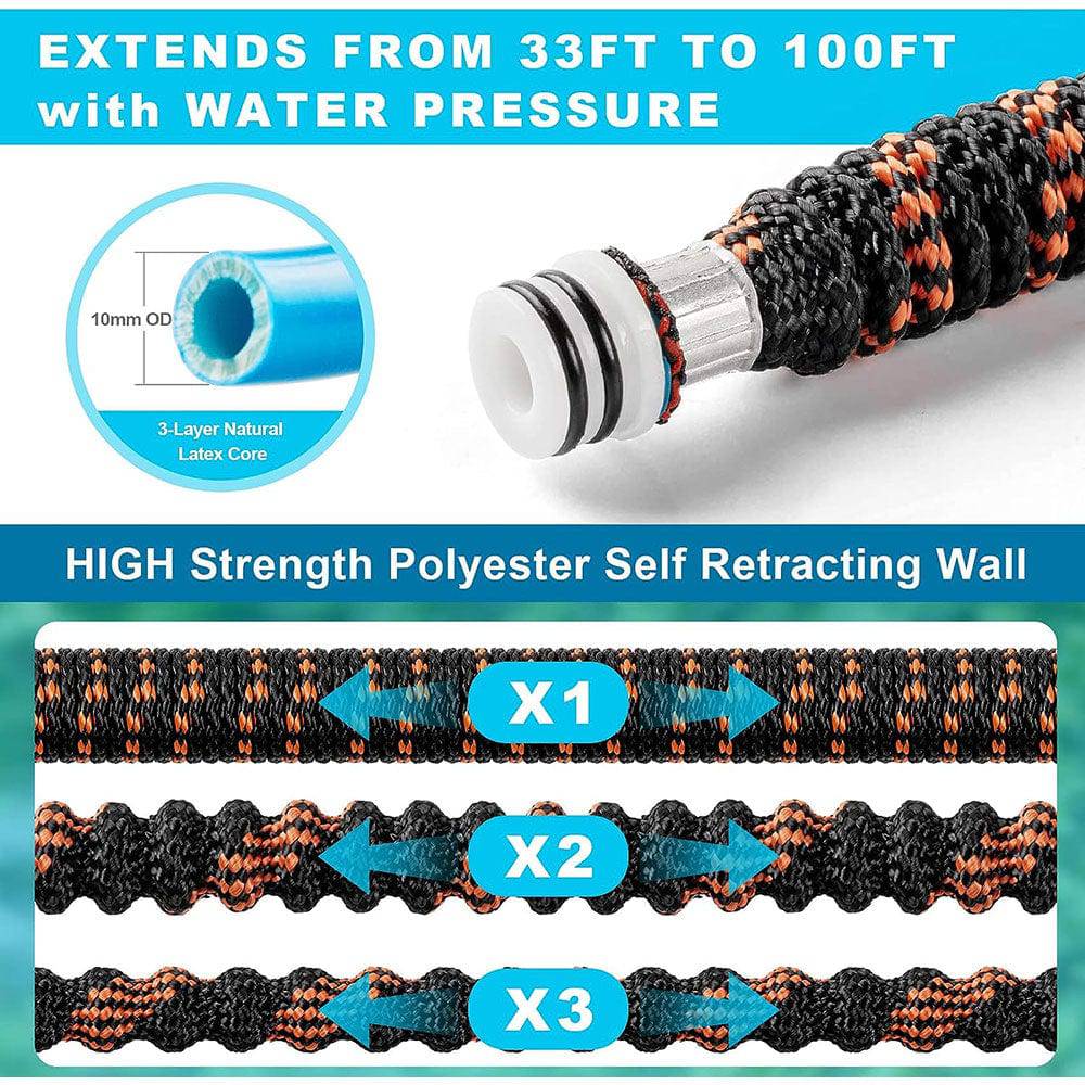 COOLBABY Expandable Garden Hose with 10 Function Nozzle,Leakproof Retractable Garden hose - COOL BABY
