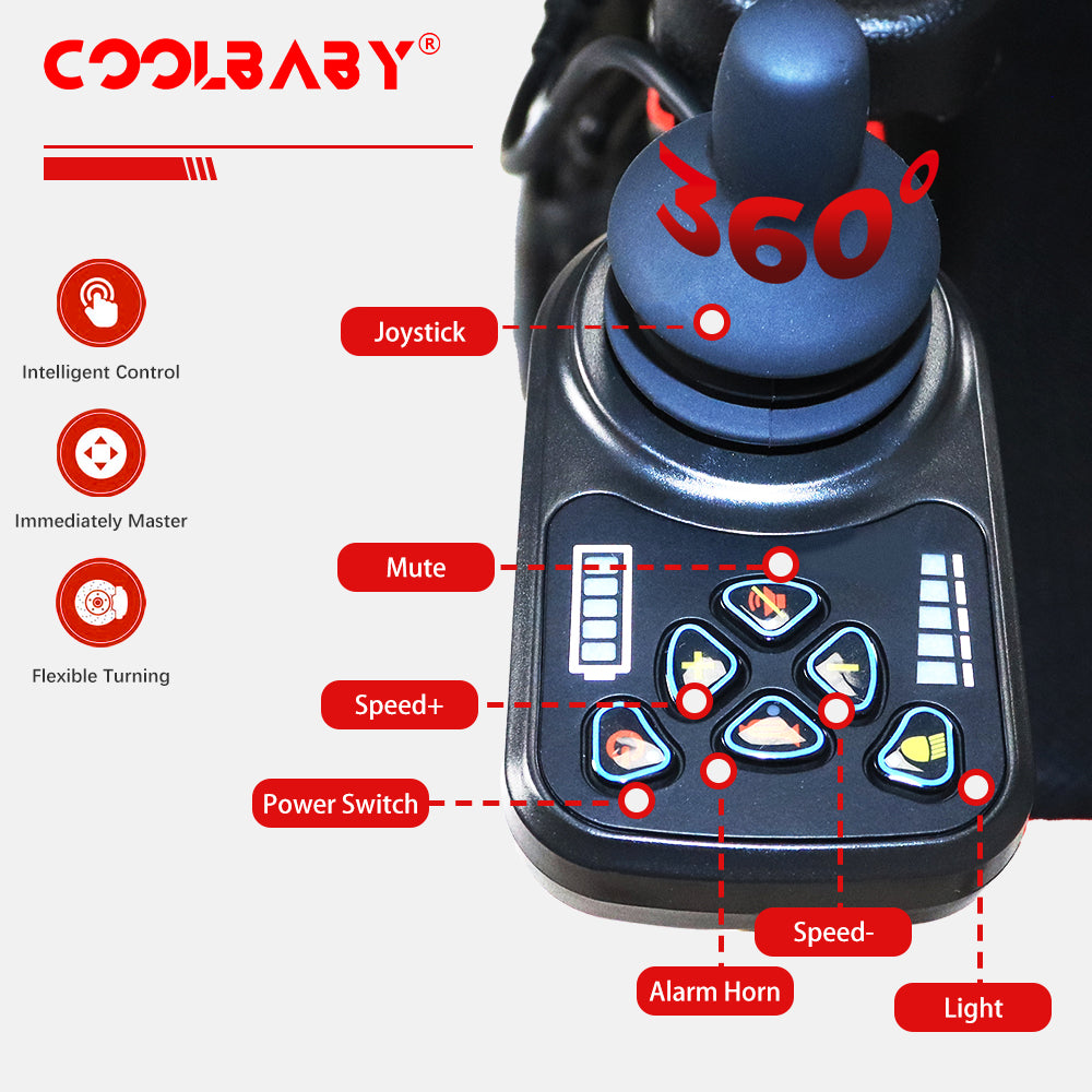 Pink electric chair for the elderly long endurance folding portable electric four-wheel scooter - COOLBABY