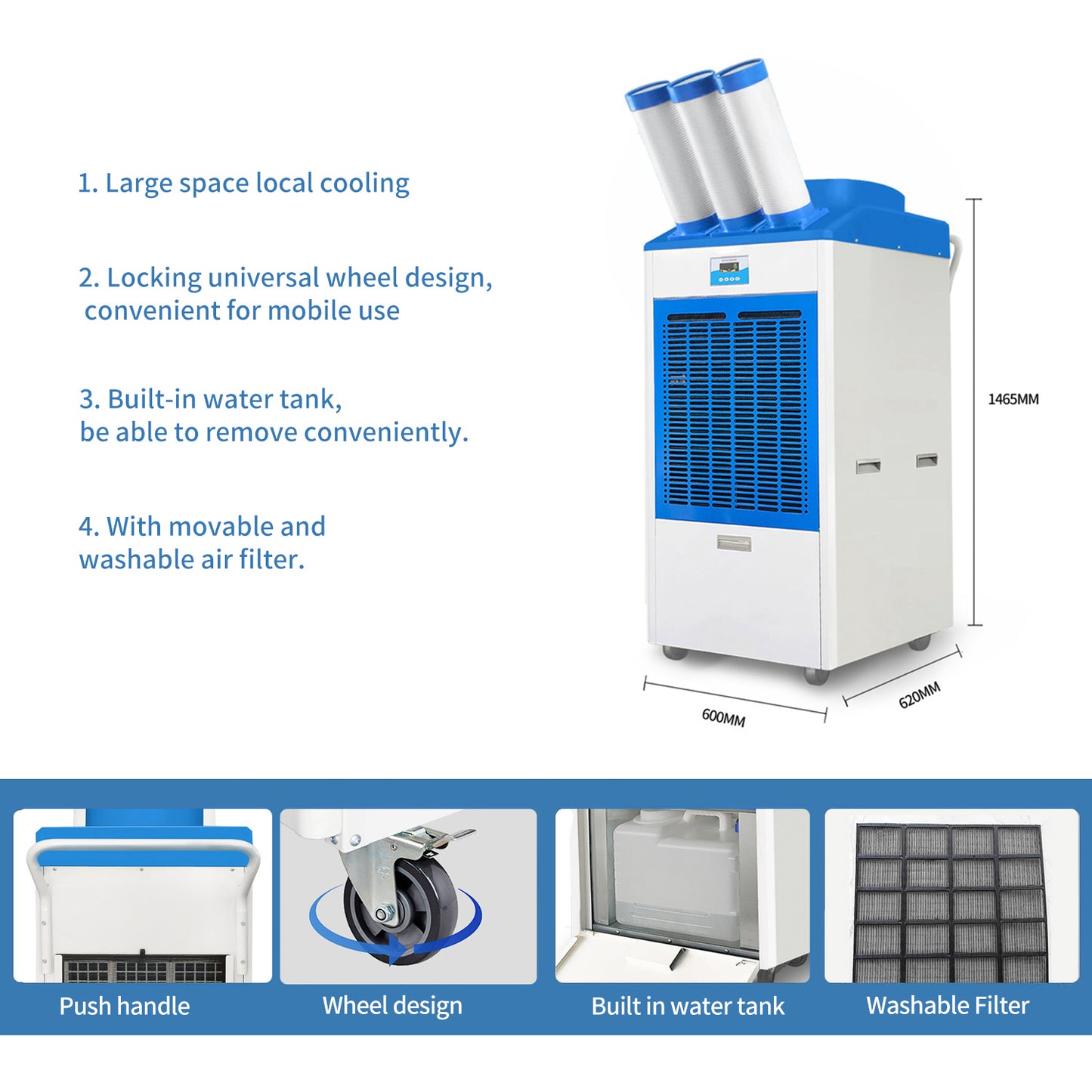 Industrial Strength 25000BTU Portable Industrial Commercial Air Conditioner Portable Air Conditioner Spot Air Conditioner