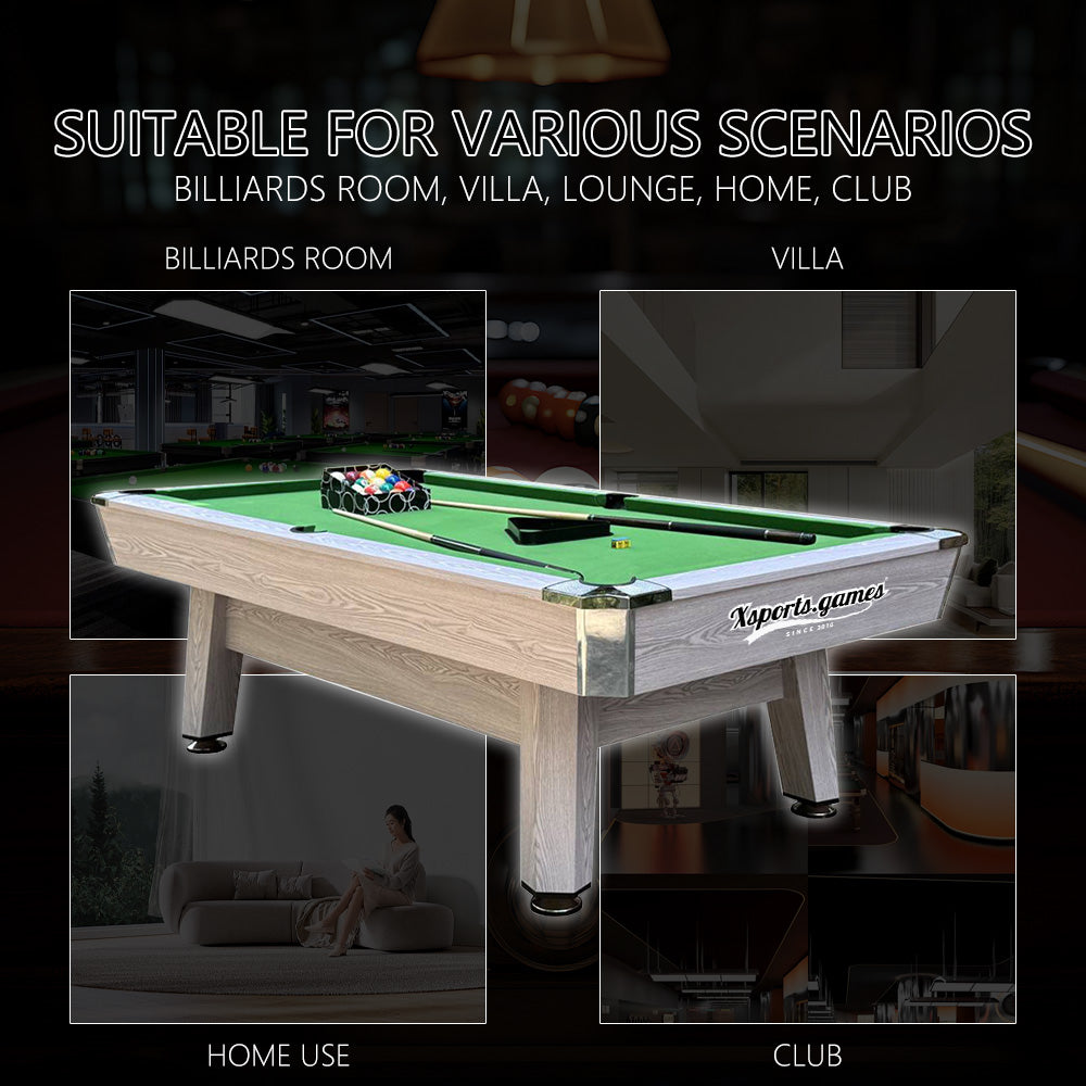 8 FT Pool Tables Billiards for Indoor Home Use, Billiards/Table Tennis/Dining Table Multi-functional 3 in 1, High Density Board Billiard Table