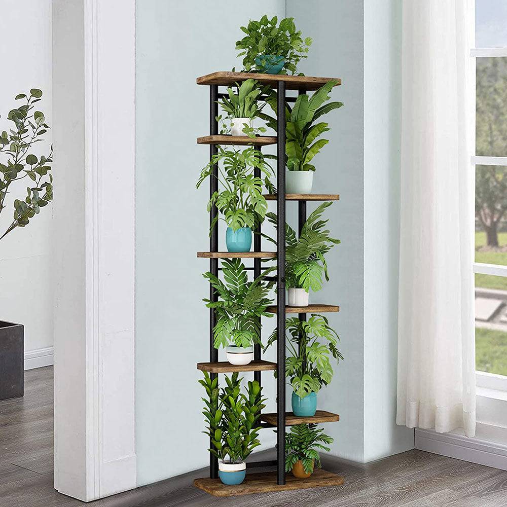 COOLBABY Plant Stand 8 Tier 9 Potted Indoor Flower Pot Organizer Plant Storage Display Shelf Corner Living Room Balcony - COOL BABY