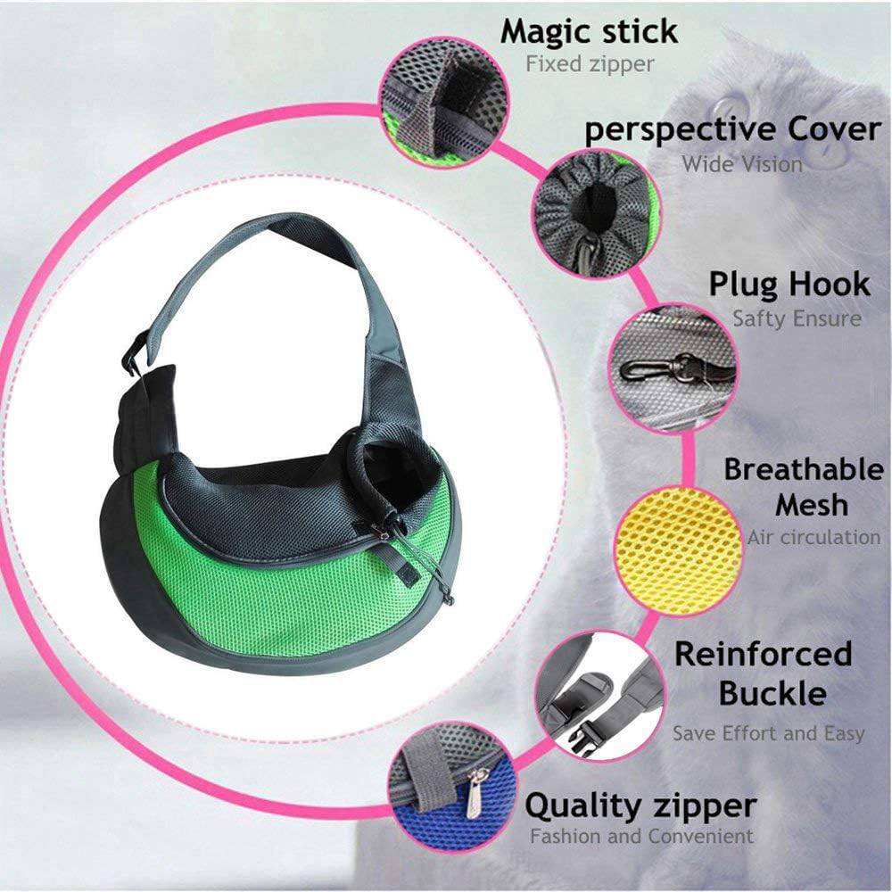 COOLBABY LZM-CWBB03 Pet Dog Out Carrying Bag,Pet Dog Sling Carrier Breathable Mesh Travel Safe Sling Bag Carrier for Dogs Cats,Within 3 kg,Small,38 * 10 * 20CM - COOL BABY
