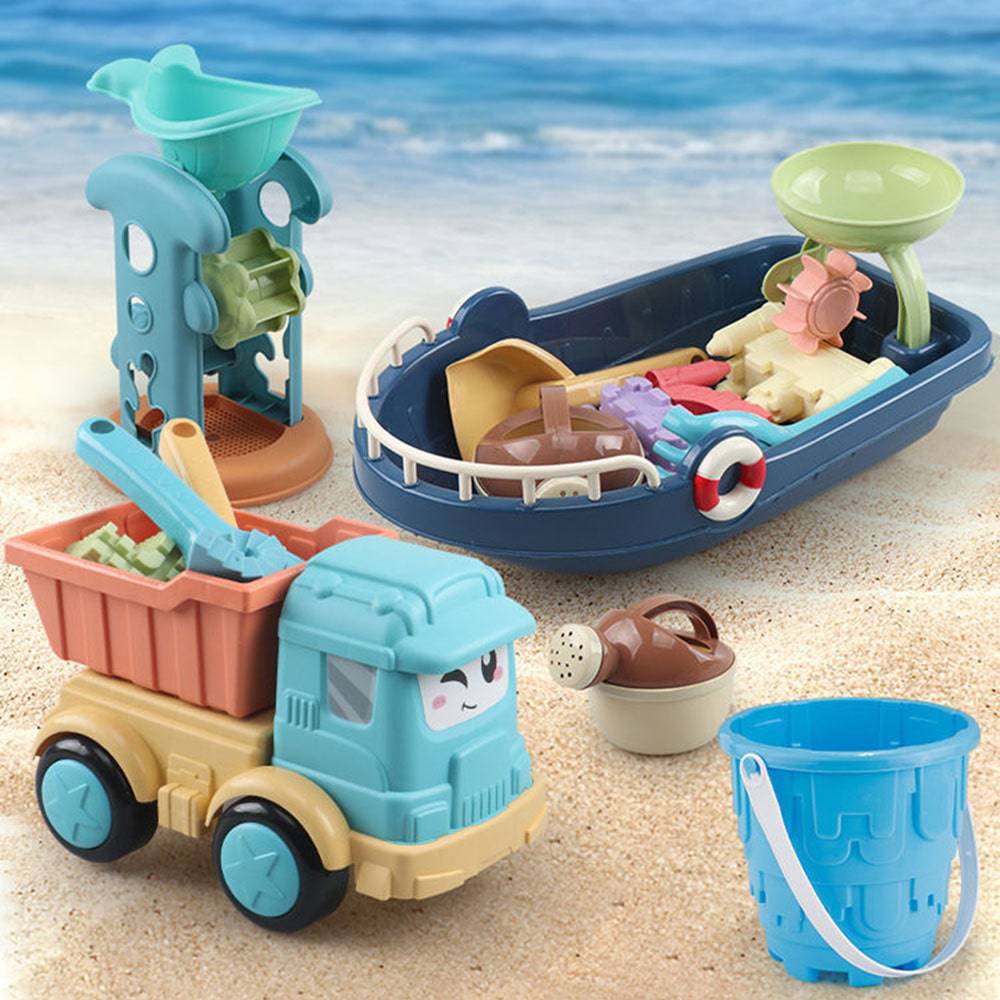 COOLBABY Children's Beach Toy Set,Long Shovels Sand Toys Set with Mesh Bag,Outdoor Beach Toys (33 PCS) - COOL BABY