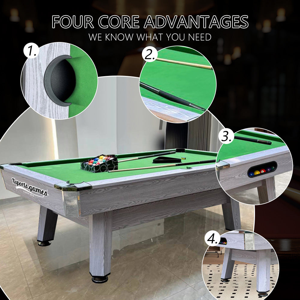8 FT Pool Tables Billiards for Indoor Home Use, Billiards/Table Tennis/Dining Table Multi-functional 3 in 1, High Density Board Billiard Table