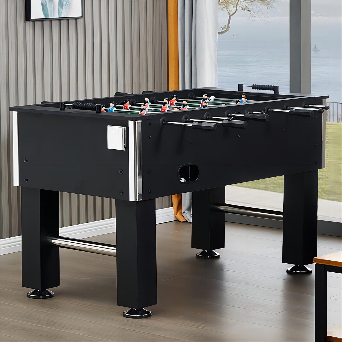 55 Inch Full Size Foosball Table Game Soccer Table for Adults - Perfect for Home, Office or Game Room - Black