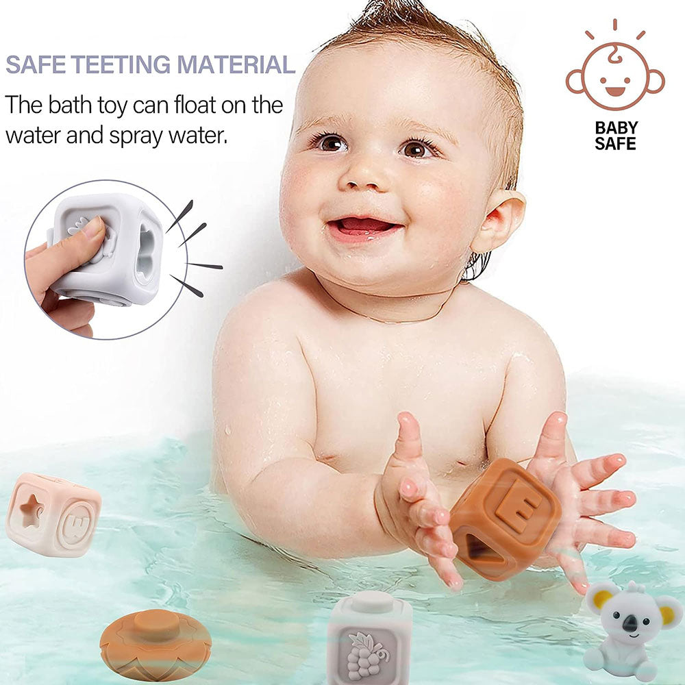 COOLBABY WQSJ-JM01 Toddlers Montessori Sensory Toys,Babies Chewing Squeeze Stacking Educational Numbers Animals Toy 13Pcs Set - COOL BABY