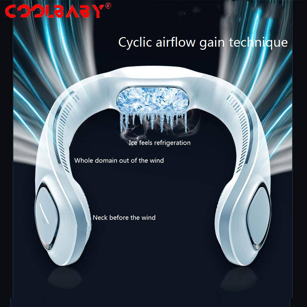 COOLBABY Refrigeration Neck Fan,Student Outdoor Portable Fan,Bladeless Turbine Air Conditioning Fan - COOL BABY