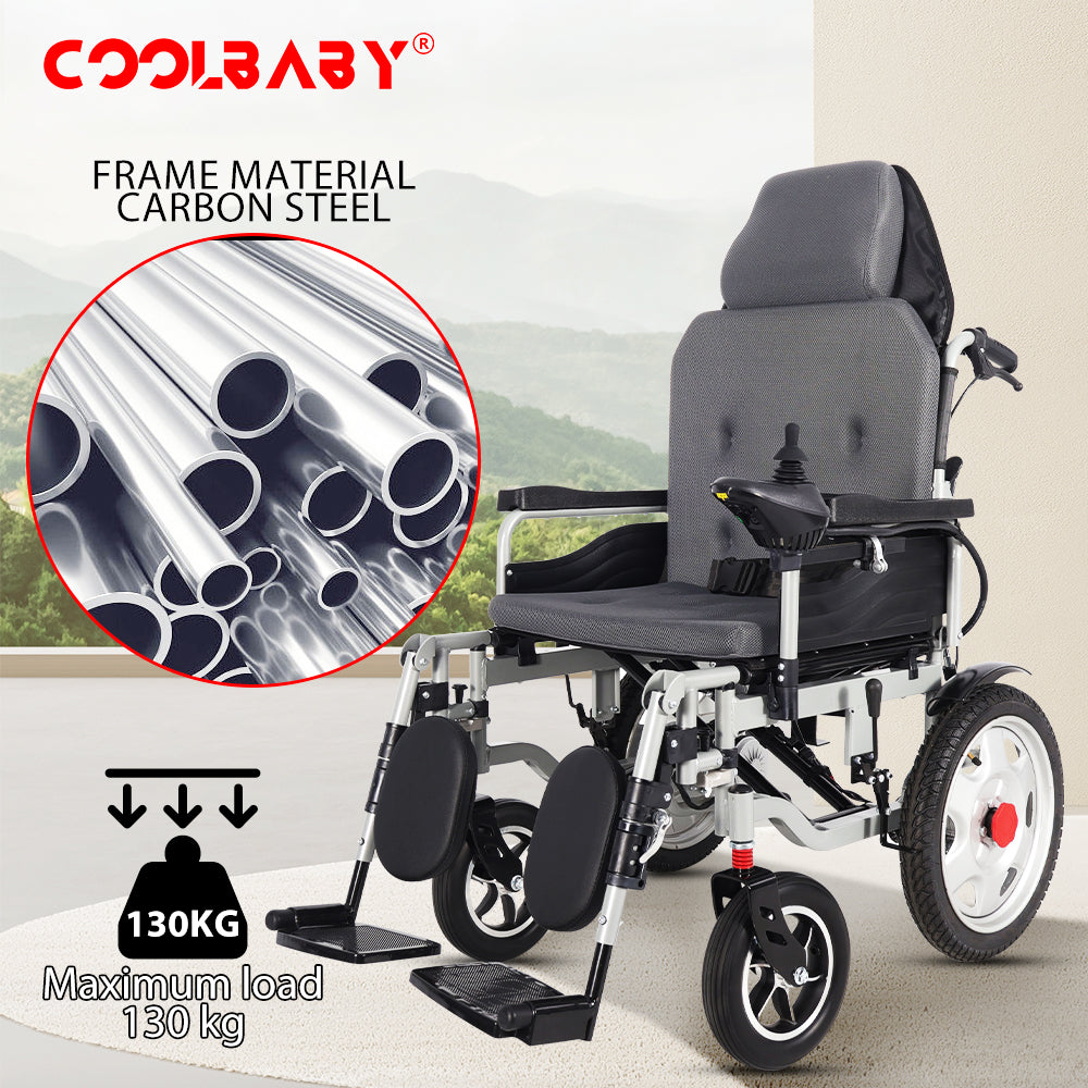 300lbs Electric Wheelchair for Adults, Motorized Full-lying Wheelchair with 20.47" Wide Cushion, 15 Miles Long Travel Range, All Terrain Motorized Wheelchair for Seniors Portable - COOLBABY