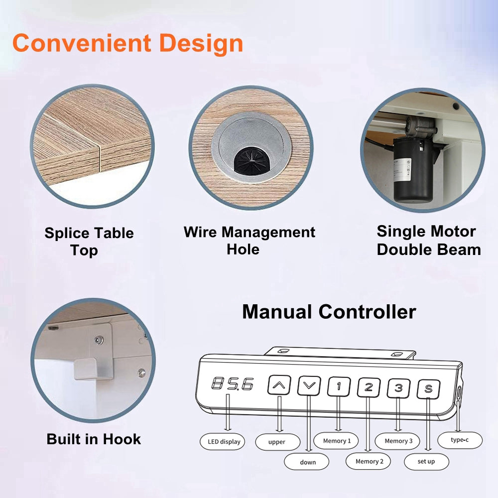 COOLBABY 55×27.5 Inch Electric Height Adjustable Standing Desk,Office Desk for Standing or Sitting,Splice Board Home Office Computer Standing Table - COOLBABY