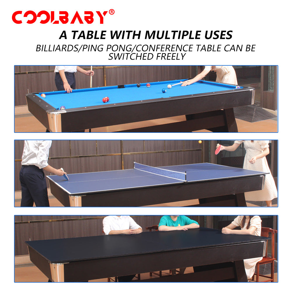 6FT Billiards Table,3 in 1 Professional Billiard Pool Tables, Scratch Resistant Luster, DGMT-7012 - COOLBABY