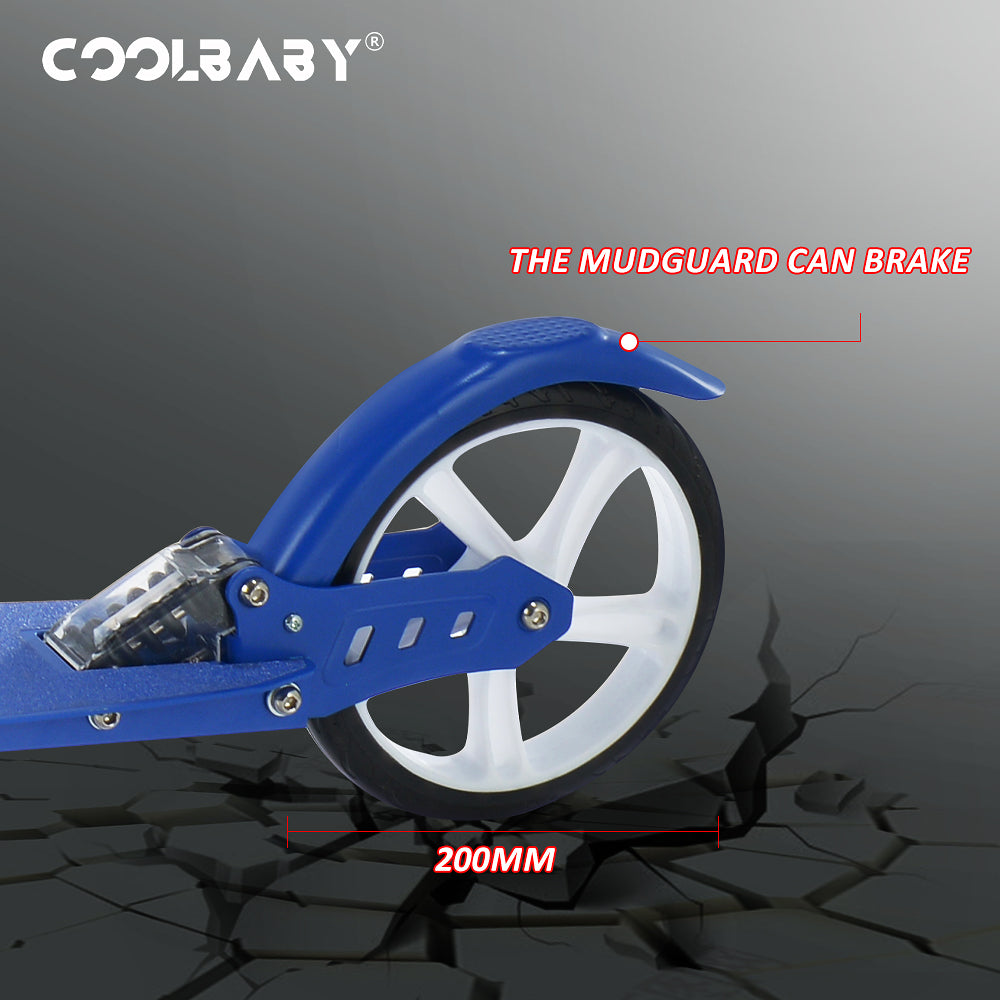 COOLBABY Adult Foldable Scooter 200MM Big Wheels,Aluminum alloy scooter,Up To 150kg,8-12km/h - COOLBABY