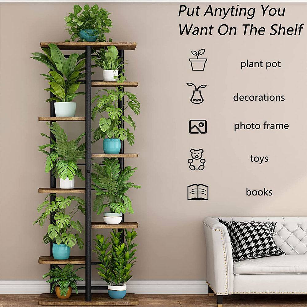 COOLBABY Plant Stand 8 Tier 9 Potted Indoor Flower Pot Organizer Plant Storage Display Shelf Corner Living Room Balcony - COOL BABY