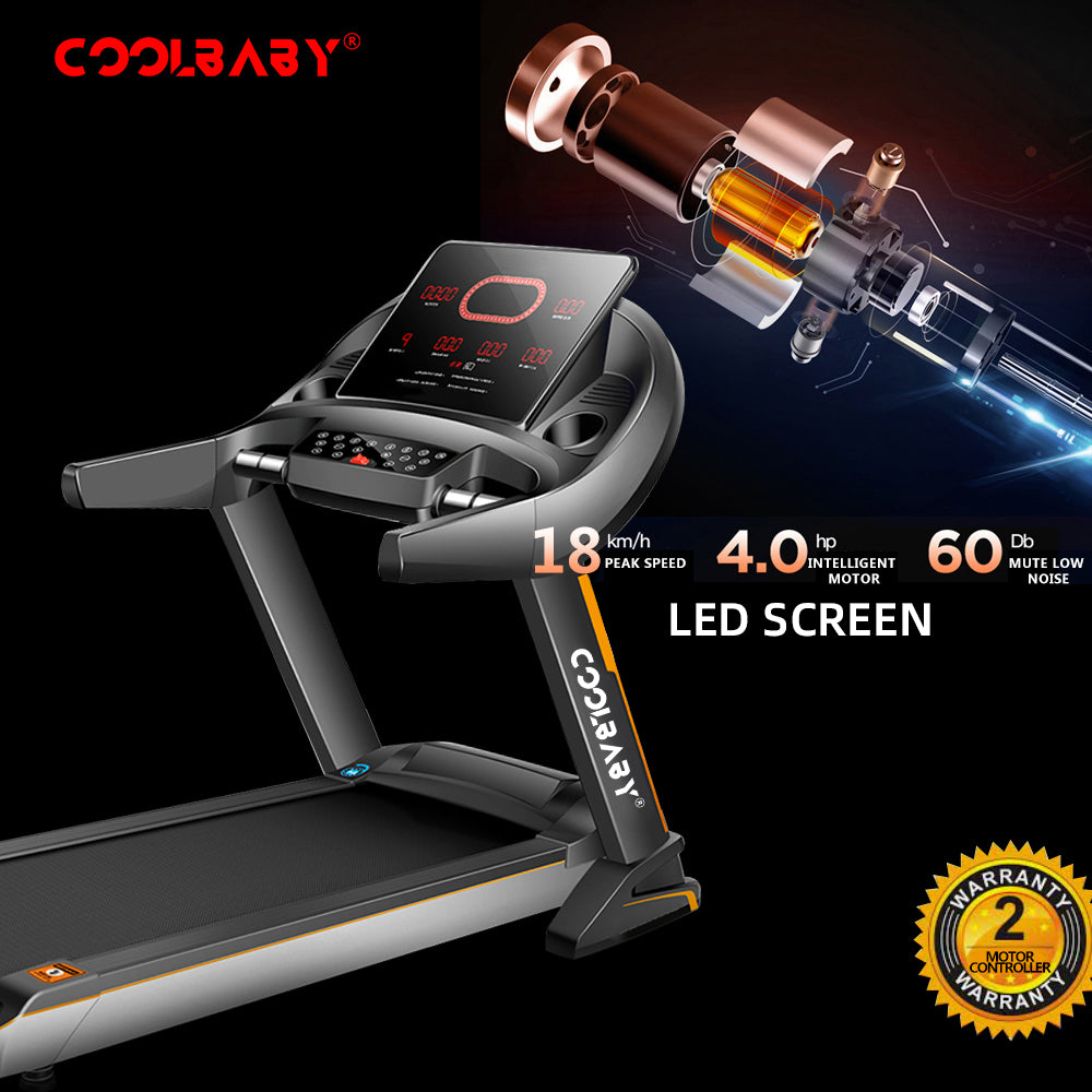 Fitness PBJ24 Treadmill 4HP Peak Motor, Auto Incline, Speed Range1-18 Km, LED Display, 150 Kg User Weight,Hydraulic Foldable, Inbuilt Speakers