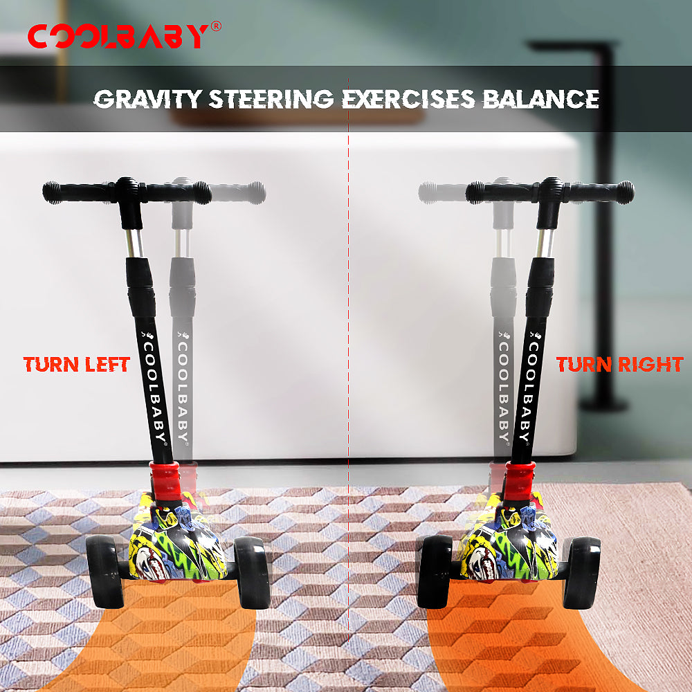 Coolbaby 303-JW Kid's Scooter 3-Wheel Mini Scooter Best For Gifts For Children From 3 To 12 Years Old - COOL BABY