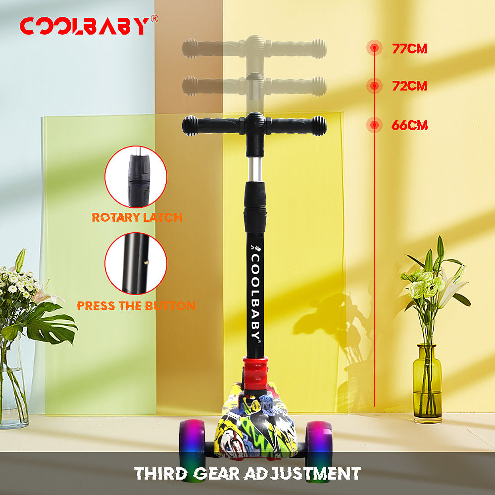 Coolbaby 303-JW Kid's Scooter 3-Wheel Mini Scooter Best For Gifts For Children From 3 To 12 Years Old - COOL BABY