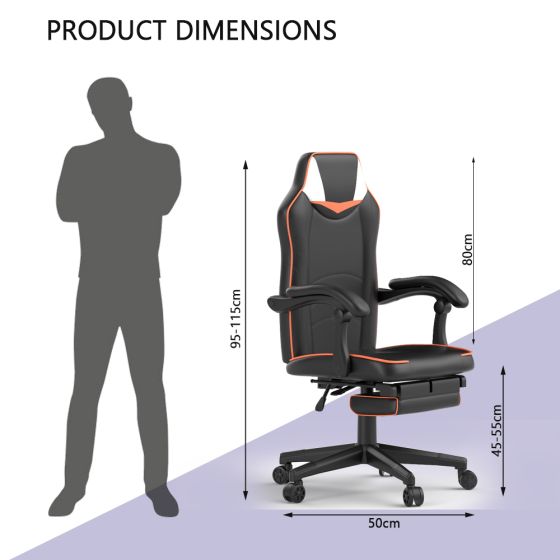 Omega Gaming with Speaker Black & Orange PU Gaming Chair - COOLBABY