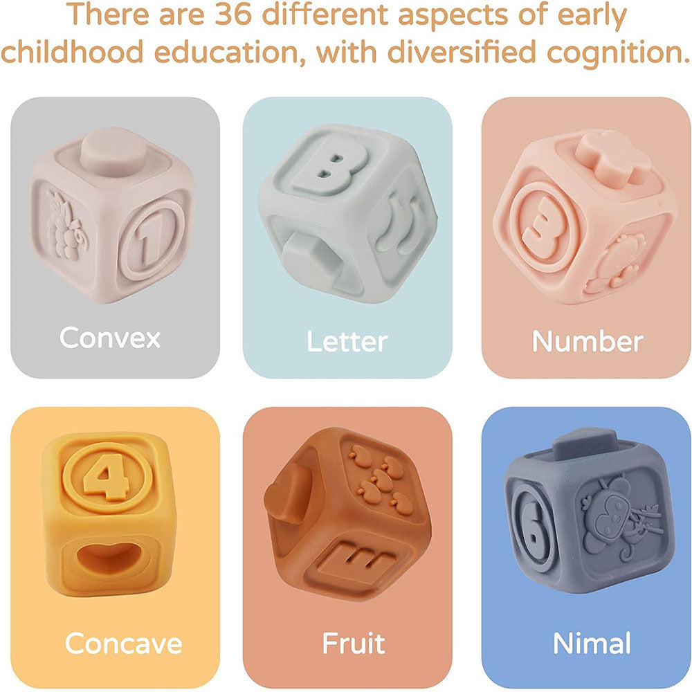 COOLBABY WQSJ-JM01 Toddlers Montessori Sensory Toys,Babies Chewing Squeeze Stacking Educational Numbers Animals Toy 13Pcs Set - COOL BABY