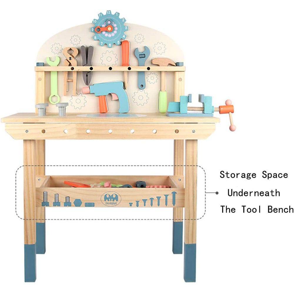 COOLBABY WQSJ-ETXLT Wooden Tool Workbench for Kids,Building Tools Sets Pretend Play Toys - COOL BABY