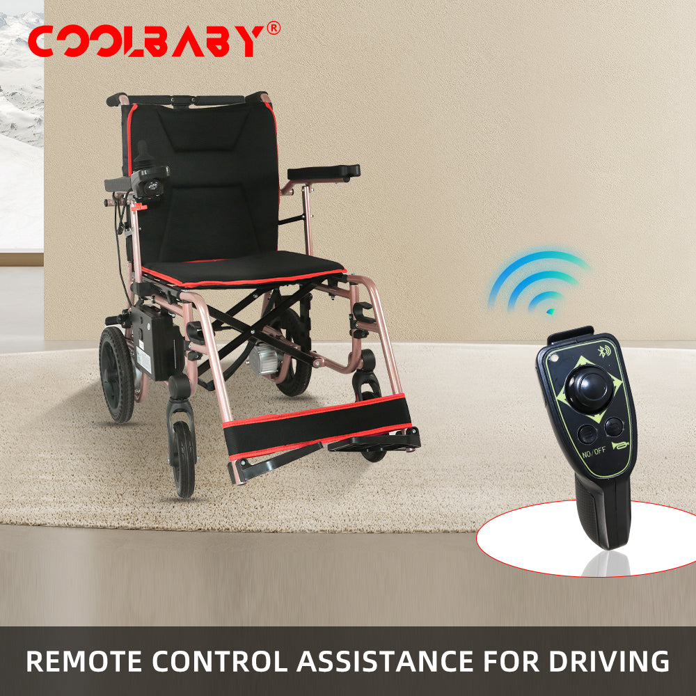 Pink electric chair for the elderly long endurance folding portable electric four-wheel scooter - COOLBABY