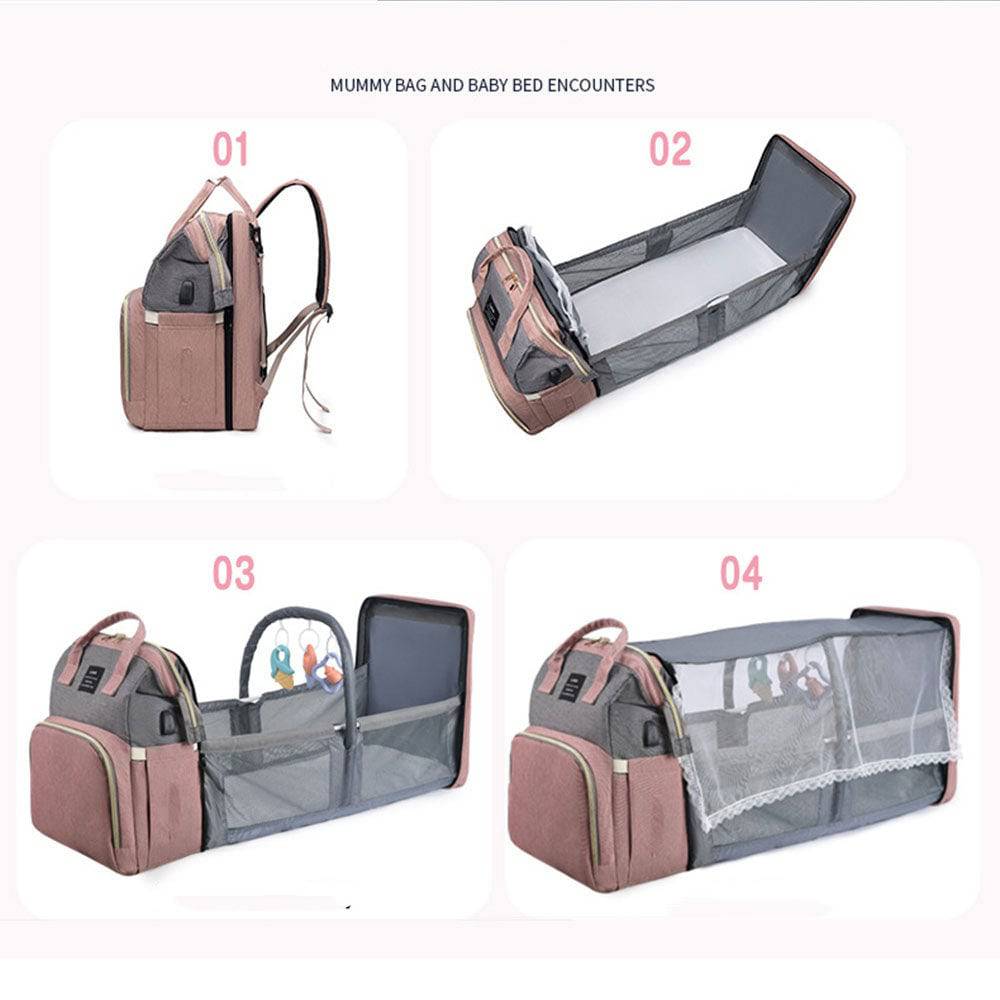 COOLBABY Diaper Bag Backpack,7 in 1 Travel Diaper Bag,Mommy Bag With USB Charging Port - COOL BABY