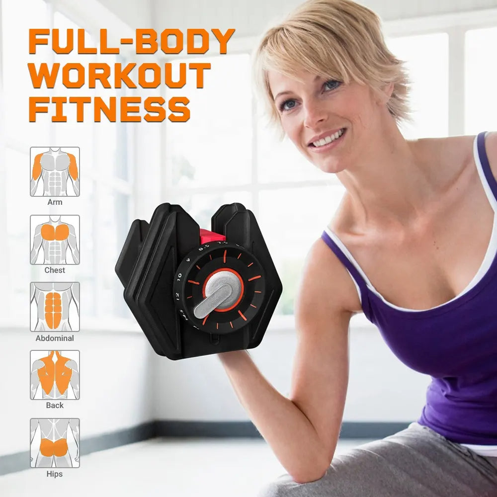 COOLBABY Adjustable 22KG Dumbbell(2KG to 22KG),15-in-One Weights Training,Non-Slip Handle Grip,Security Locking,Dumbbell for Home GYM - COOLBABY