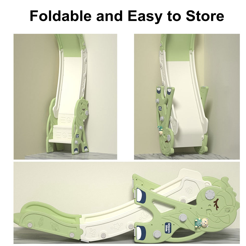 COOLBABY WQSJ003 Kid Slide for Toddler Age 1-3,Playground Climber Slide Playset,Multifunction Indoor Outdoor Plastic Slide with Basketball Hoop & Ring Game & Story Machine - COOLBABY