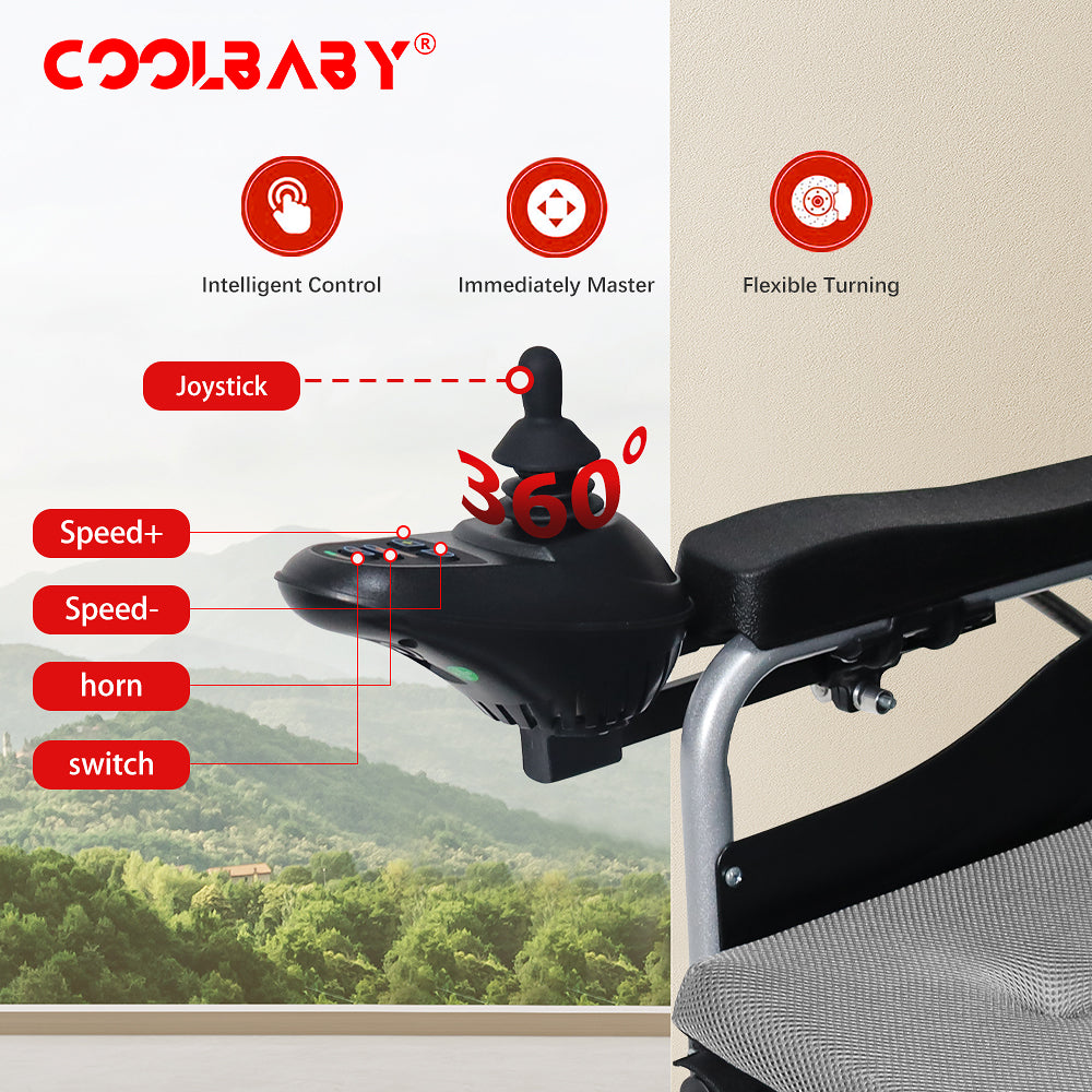 300lbs Electric Wheelchair for Adults, Motorized Full-lying Wheelchair with 20.47" Wide Cushion, 15 Miles Long Travel Range, All Terrain Motorized Wheelchair for Seniors Portable - COOLBABY