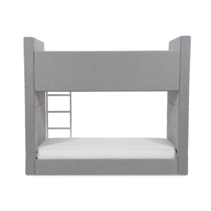 Grey Bunk Bed 90x190 cm for Kids & Teens – Space-Saving Wooden Bed with Safety Rails and Ladder - COOLBABY