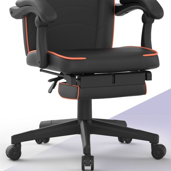 Omega Gaming with Speaker Black & Orange PU Gaming Chair - COOLBABY