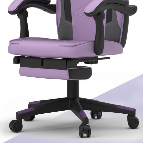 High Back Black & Violet Video Gaming Chair with PU Leatherette - COOLBABY