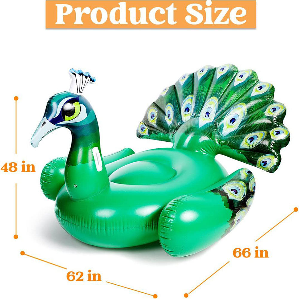 COOLBABY Inflatable Peacock Pool Float,Ride on Raft for Swimming Pool,Beach Floaties,Party Decoration Toys, Pool Island, Summer Pool Raft Lounge - COOLBABY